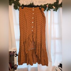 Shyanne Brunt Orange High Low Skirt with Ruffles